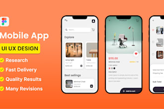 do mobile app design UI UX and prototype in figma