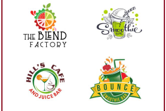 design a juice bar shop logo, fruit and vegetable