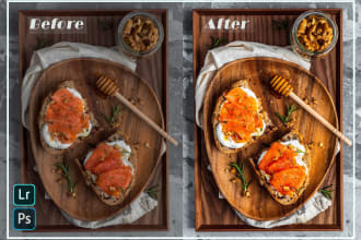 do food photo retouching using lightroom and photoshop