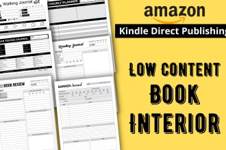 create ready to publish low content kdp interior journal, logbook, planner