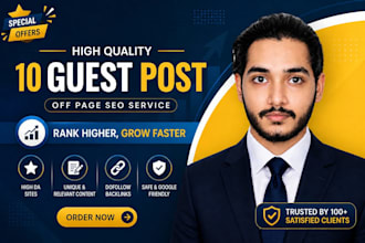 publish 10 high da guest posts with SEO content