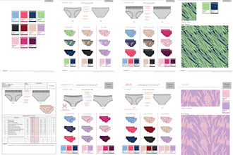 create woman underwear collection with tech pack linesheet