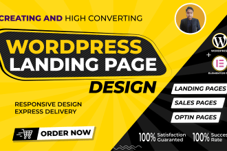create wordpress landing page design or elementor landing page