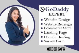 godaddy website design and redesign, landing page, ecommerce store