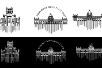 draw line art from buildings and cityscapes in 24 hours