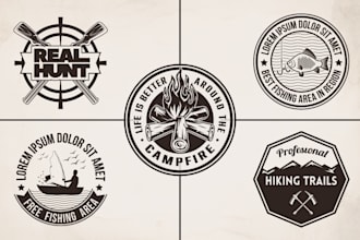 do perfect outdoor hunting and fish logo in vintage modern vintage style