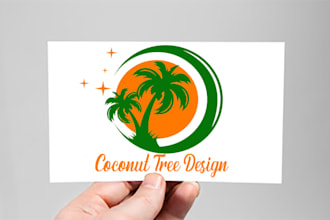outstanding beach coconut tree logo with express delivery