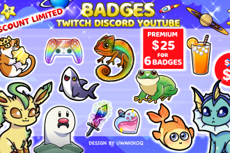 draw cute custom sub badges for twitch or youtube