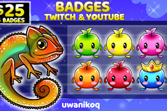 draw cute custom sub badges for twitch and youtube