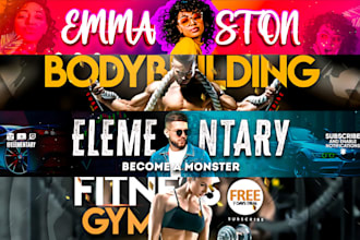 design custom youtube banner for gaming, beauty, tech, vlogs, music, and podcast