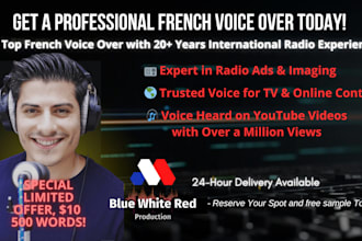 record native pro french voice over 24 years experience fast