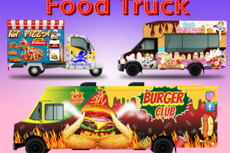 design awesome food truck wrap and food trailer wrap