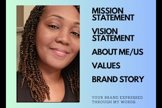 write a brand story, mission, vision, about me page