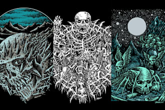 draw profesional illustration darkart horror metal artwork