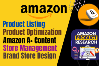 do amazon product research, listing optimization, brand store design fba and mcf