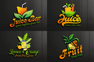 design elegant juice, fruit, bar and beech café logo design