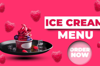 professional ice cream menu for your restaurant or cafe
