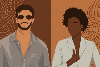 draw a minimalistic vector portrait for your family