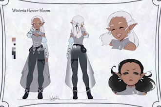 draw a professional character sheet