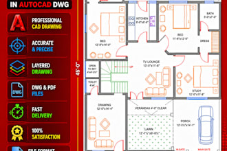 draw architectural floor plans in autocad dwg