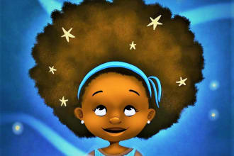 cute awesome african american children illustration cover story book