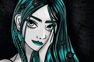 draw a portrait in a dark gothic style