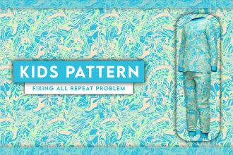 fix all repeat pattern design issues, kids pattern design