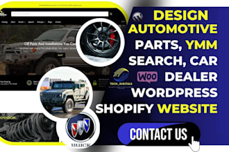 build unique auto part, car dealer automotive website, auto parts store