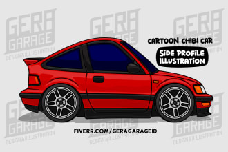 make side profile chibi cartoon car illustration