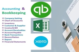 do bookkeeping for you on quickbooks, xero and excel
