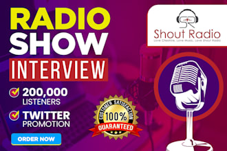 promote you my radio show question interview to advertise product music podcast
