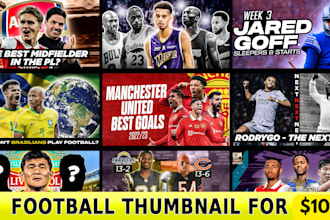 design eye catchy football, sports thumbnails for youtube
