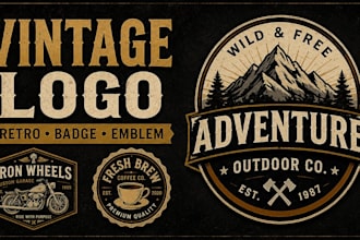 design a vintage logo, retro badge and emblem