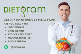 be your nutritionist, dietitian making meal plan for you