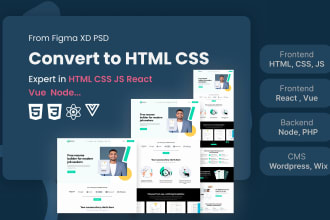 convert figma to HTML xd to HTML PSD to HTML website design