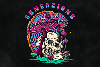 make trippy illustration psychedelic for tshirt streetwear design