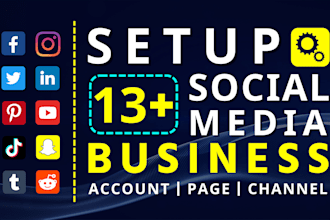 setup facebook business page,instagram,twitter youtube and all social media page