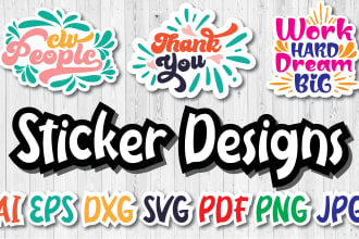 do premium typography sticker designs for small business labels