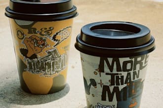 design coffee shop, food or restaurant illustration with branding
