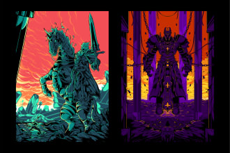create glow dark art badass poster illustration