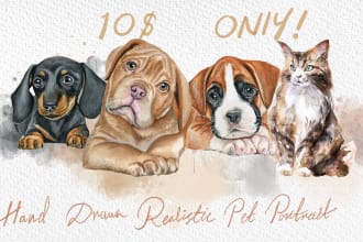 do custom pet portrait, dog portrait, realistic pet portrait
