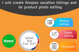 create amazon product listing, do image editing, infographics and ebc, a plus