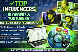 create a targeted list of top influencers, bloggers and youtubers