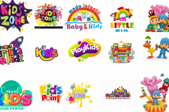 create cute baby shope or store logo  and toys