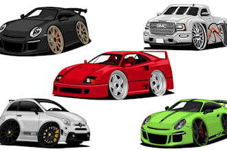 draw your car into a cartoon caricature illustration