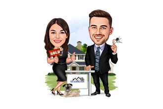 draw funny real estate caricature for you