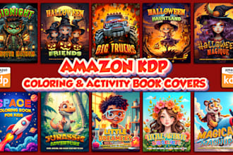 design an eye catching kids coloring book cover design for amazon KDP