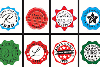 design professional stamp, vintage, badge, award logo, golden label
