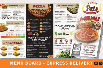 creative cafe menu, digital menu, print menu, menu board, folding menu design
