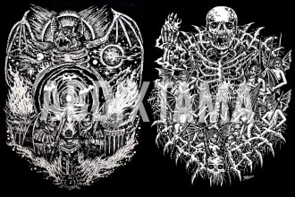 draw dark art, metal, horror, doom, rock illustration